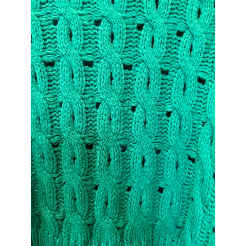 &merci Kelly Green Cropped Cable Knit Sweater Women's Medium Twee Open Stitch - Picture 6 of 7